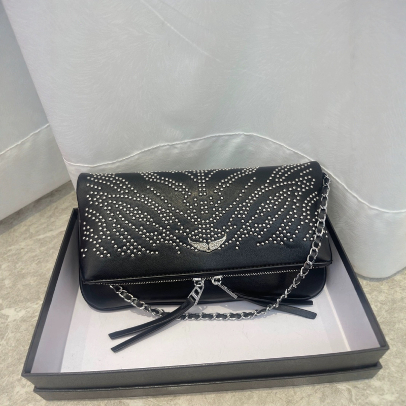 PU ženska torba s krilima i kristalima, lančani remen, crossbody/klutch, oblik omotnice