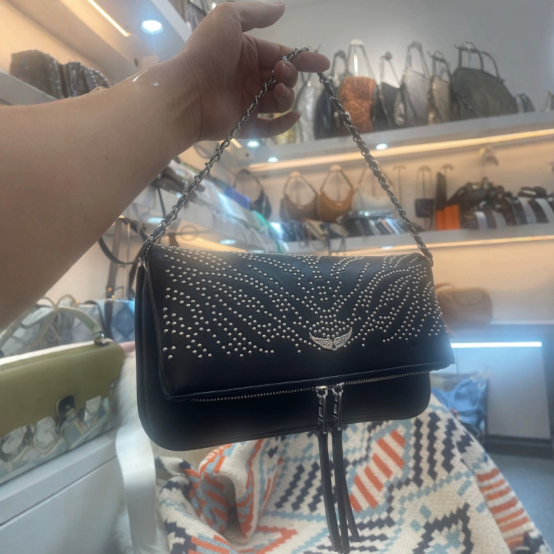 PU ženska torba s krilima i kristalima, lančani remen, crossbody/klutch, oblik omotnice
