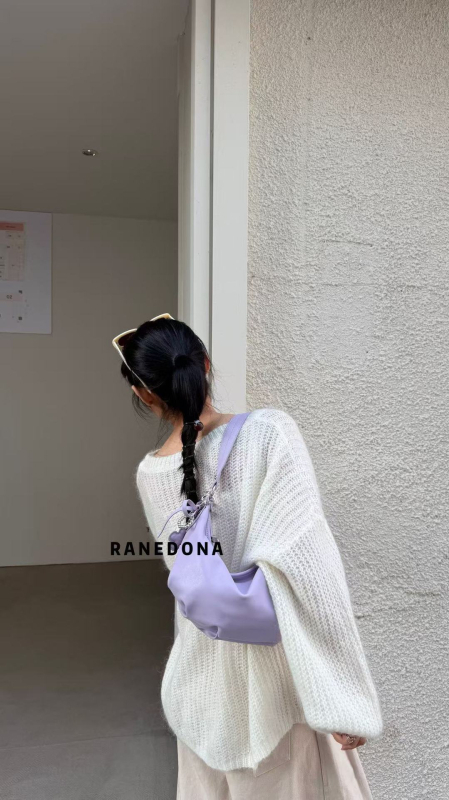 Korejski inspirirana ženska torbica, oblik oblaka, dumpling stil, PU koža, velika veličina, za rame ili crossbody