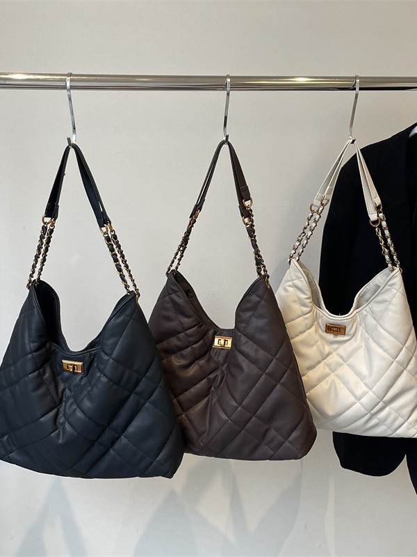 Tote torbica s dijamantnim prešivanjem i lancem, ženska luksuzna torba za rame/crossbody, velika kapaciteta, PU koža, jesen-zima 2024