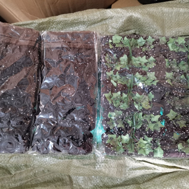 Trandafir dantelat de 2 cm cu fir și floare din spumă, flori uscate pentru decorațiuni la cutii de cadouri de nuntă și cunună țesută