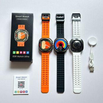 D29 Watch Ultra pametni sat s Bluetoothom, 1,54 inča IPS zaslon, zdravstveno praćenje (srčani ritam, krvni tlak, zasićenost kisikom), Bluetooth pozivi, daljinsko fotografiranje, bežično punjenje, okrugli brojčanik, silikonski remen
