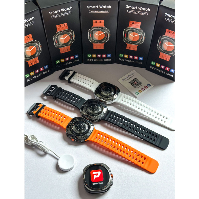 D29 Watch Ultra pametni sat s Bluetoothom, 1,54 inča IPS zaslon, zdravstveno praćenje (srčani ritam, krvni tlak, zasićenost kisikom), Bluetooth pozivi, daljinsko fotografiranje, bežično punjenje, okrugli brojčanik, silikonski remen