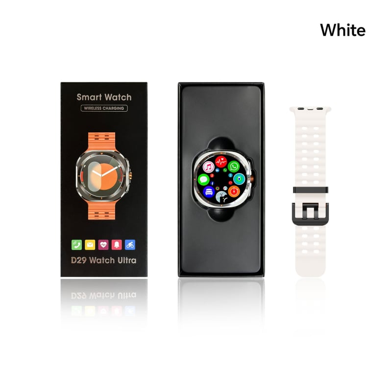 D29 Watch Ultra pametni sat s Bluetoothom, 1,54 inča IPS zaslon, zdravstveno praćenje (srčani ritam, krvni tlak, zasićenost kisikom), Bluetooth pozivi, daljinsko fotografiranje, bežično punjenje, okrugli brojčanik, silikonski remen
