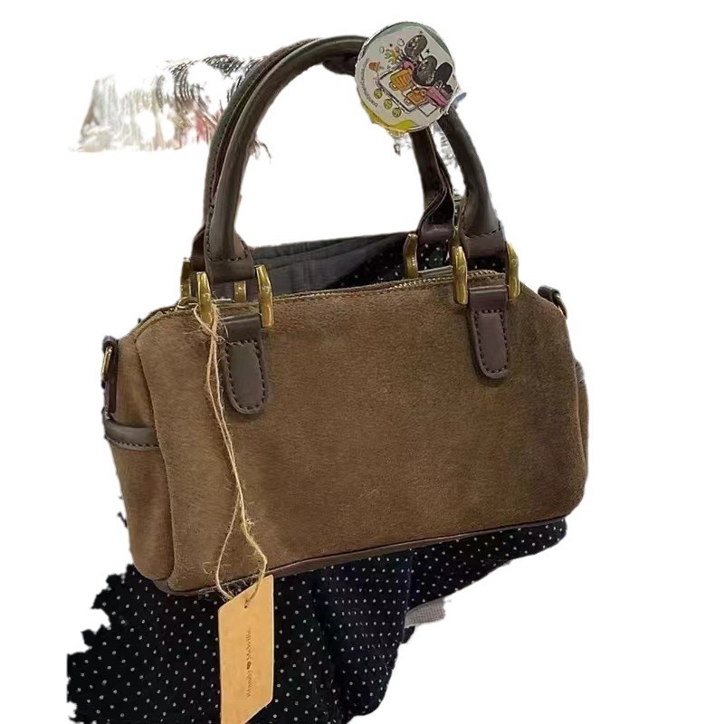 Bucket torba od velura jelene kože, Boston stil, Crossbody i torba za rame i ručna
