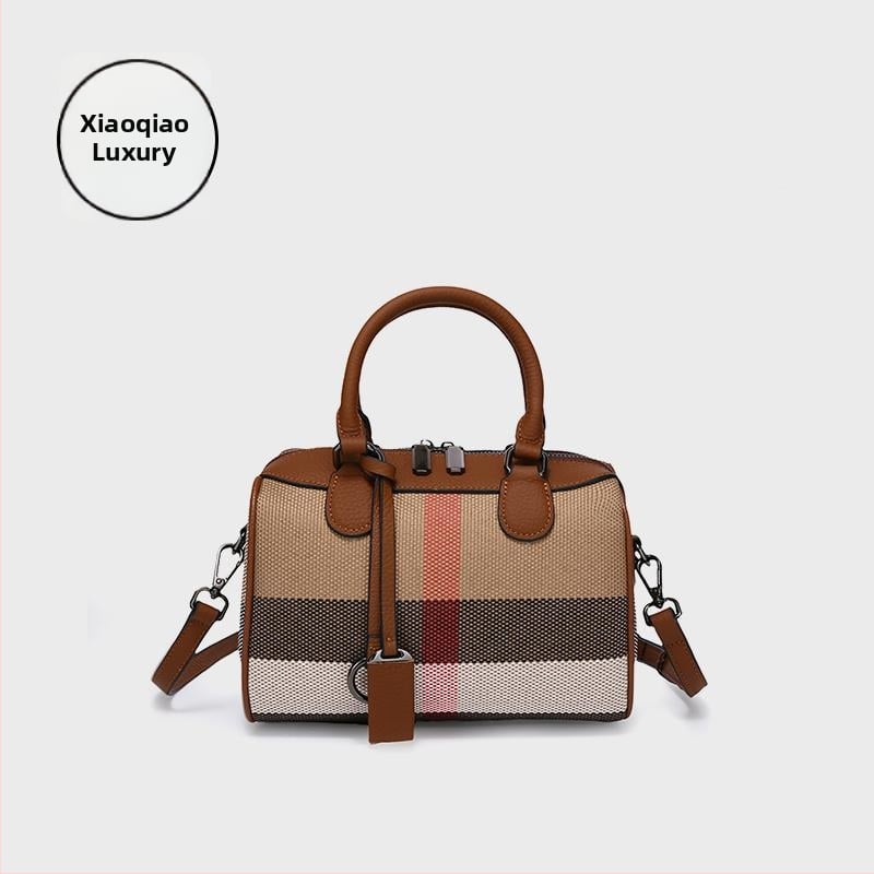 Ženska mala crossbody torba u britskom Boston stilu s prugastim kariranim uzorkom