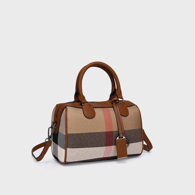 Ženska mala crossbody torba u britskom Boston stilu s prugastim kariranim uzorkom
