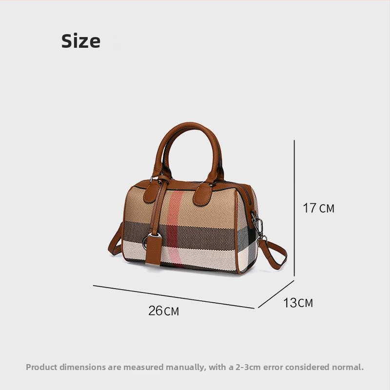 Ženska mala crossbody torba u britskom Boston stilu s prugastim kariranim uzorkom