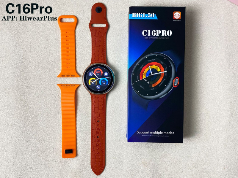 XCTSW C16Pro pametni sat s Bluetoothom, sportski pedometar, obavijesti o porukama, praćenje srčanog ritma, kružni zaslon