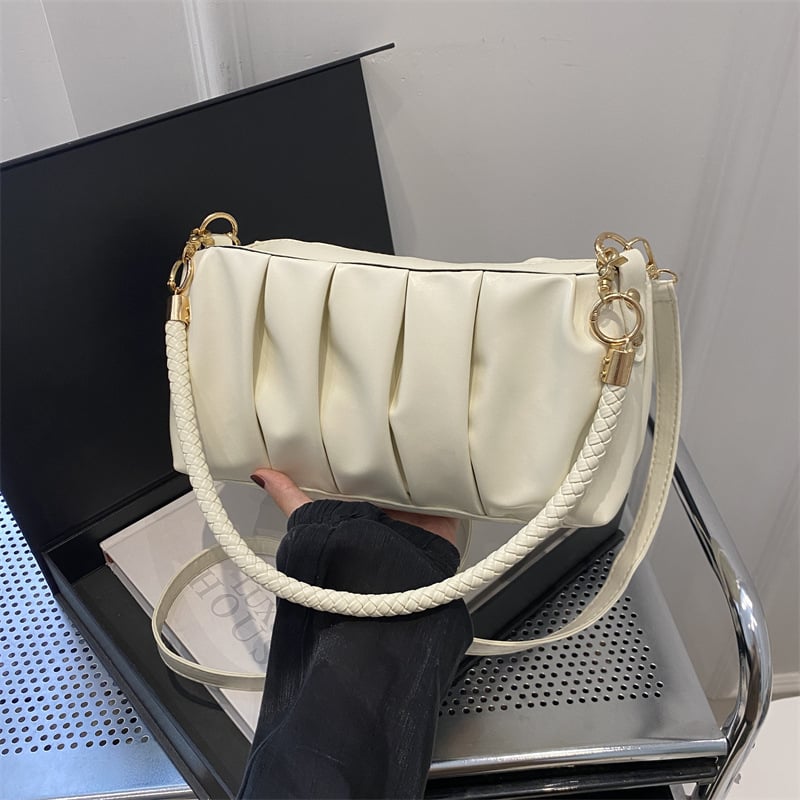 Francuski nišni dizajn ženska crossbody torba, kompaktne veličine, plisirana PU, motiv oblaka