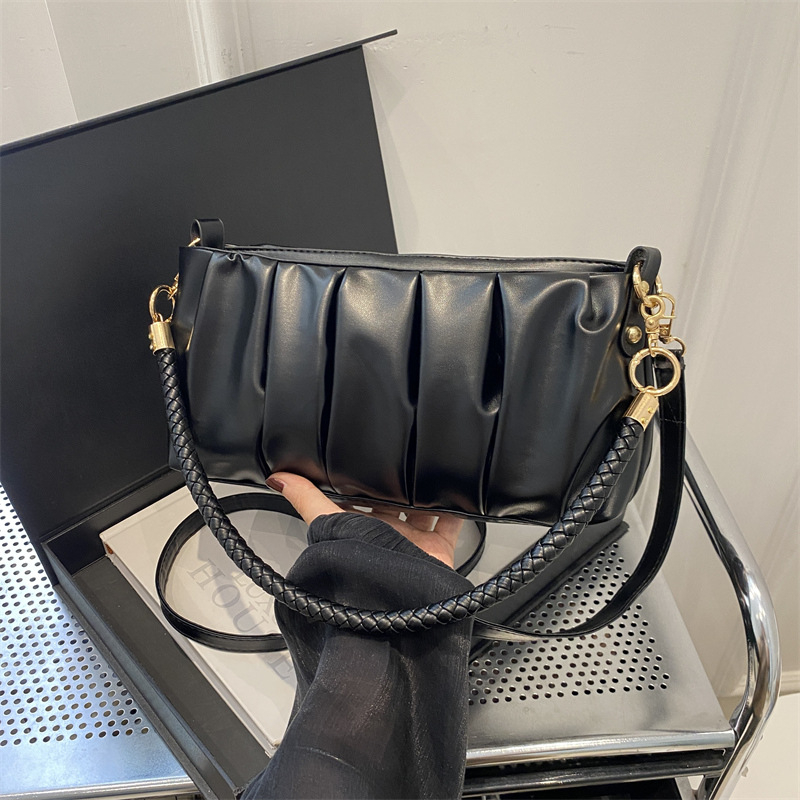 Francuski nišni dizajn ženska crossbody torba, kompaktne veličine, plisirana PU, motiv oblaka