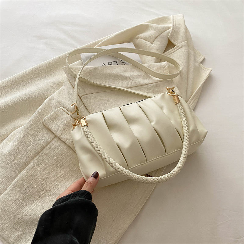 Francuski nišni dizajn ženska crossbody torba, kompaktne veličine, plisirana PU, motiv oblaka