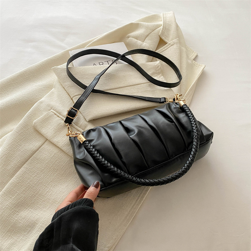 Francuski nišni dizajn ženska crossbody torba, kompaktne veličine, plisirana PU, motiv oblaka