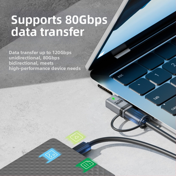 USB4.0 Type-C удължителен адаптер, мъжки към женски USB-C, 80 Gbps, 240 W, напълно съвместим