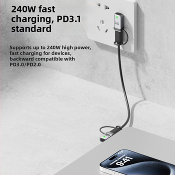 USB4.0 Type-C удължителен адаптер, мъжки към женски USB-C, 80 Gbps, 240 W, напълно съвместим