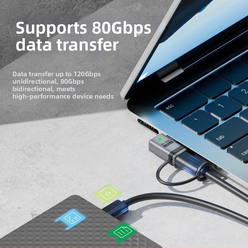 USB4.0 Type-C удължителен адаптер, мъжки към женски USB-C, 80 Gbps, 240 W, напълно съвместим