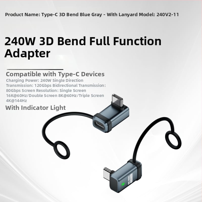 USB4.0 Type-C удължителен адаптер, мъжки към женски USB-C, 80 Gbps, 240 W, напълно съвместим