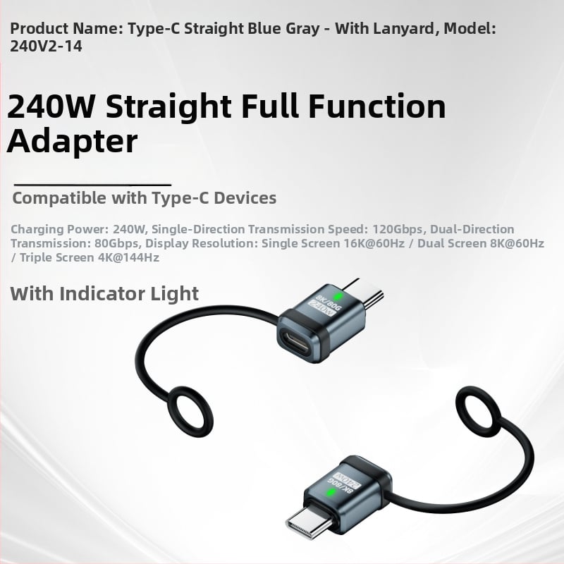 USB4.0 Type-C удължителен адаптер, мъжки към женски USB-C, 80 Gbps, 240 W, напълно съвместим