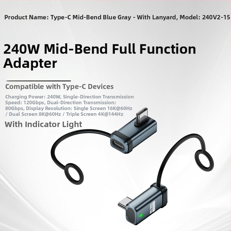 USB4.0 Type-C удължителен адаптер, мъжки към женски USB-C, 80 Gbps, 240 W, напълно съвместим