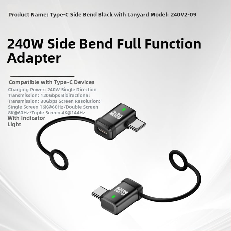 USB4.0 Type-C удължителен адаптер, мъжки към женски USB-C, 80 Gbps, 240 W, напълно съвместим