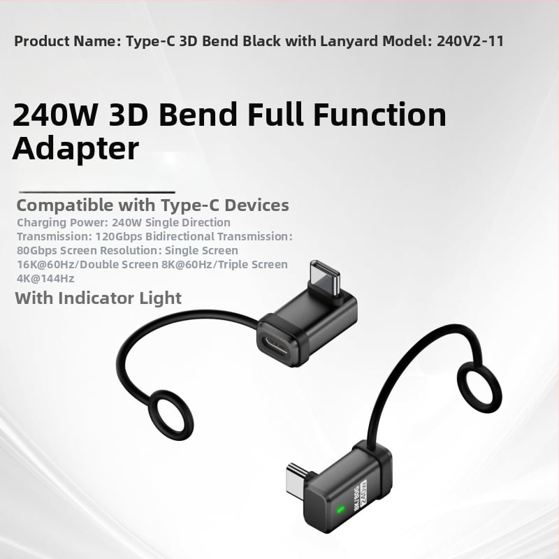 USB4.0 Type-C удължителен адаптер, мъжки към женски USB-C, 80 Gbps, 240 W, напълно съвместим