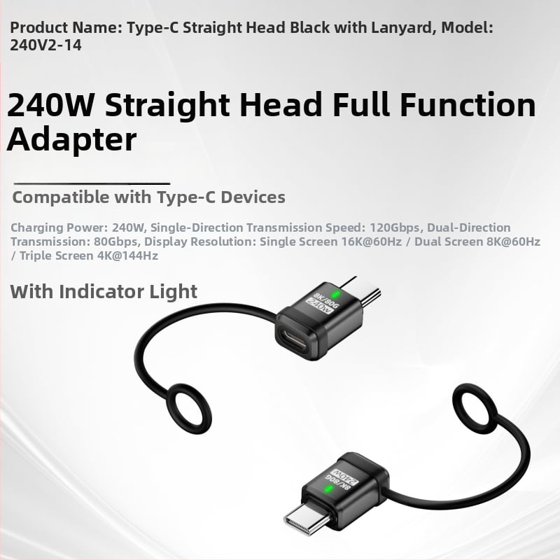 USB4.0 Type-C удължителен адаптер, мъжки към женски USB-C, 80 Gbps, 240 W, напълно съвместим