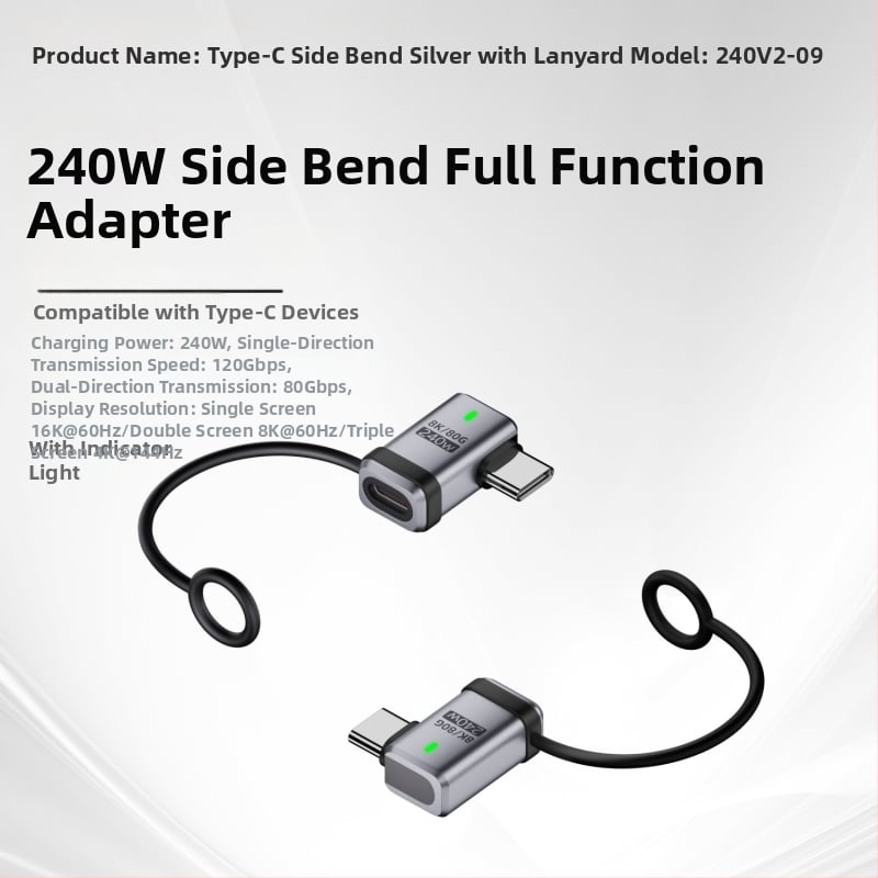 USB4.0 Type-C удължителен адаптер, мъжки към женски USB-C, 80 Gbps, 240 W, напълно съвместим