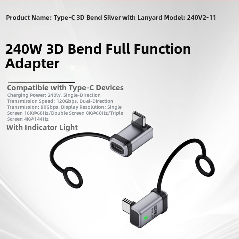USB4.0 Type-C удължителен адаптер, мъжки към женски USB-C, 80 Gbps, 240 W, напълно съвместим