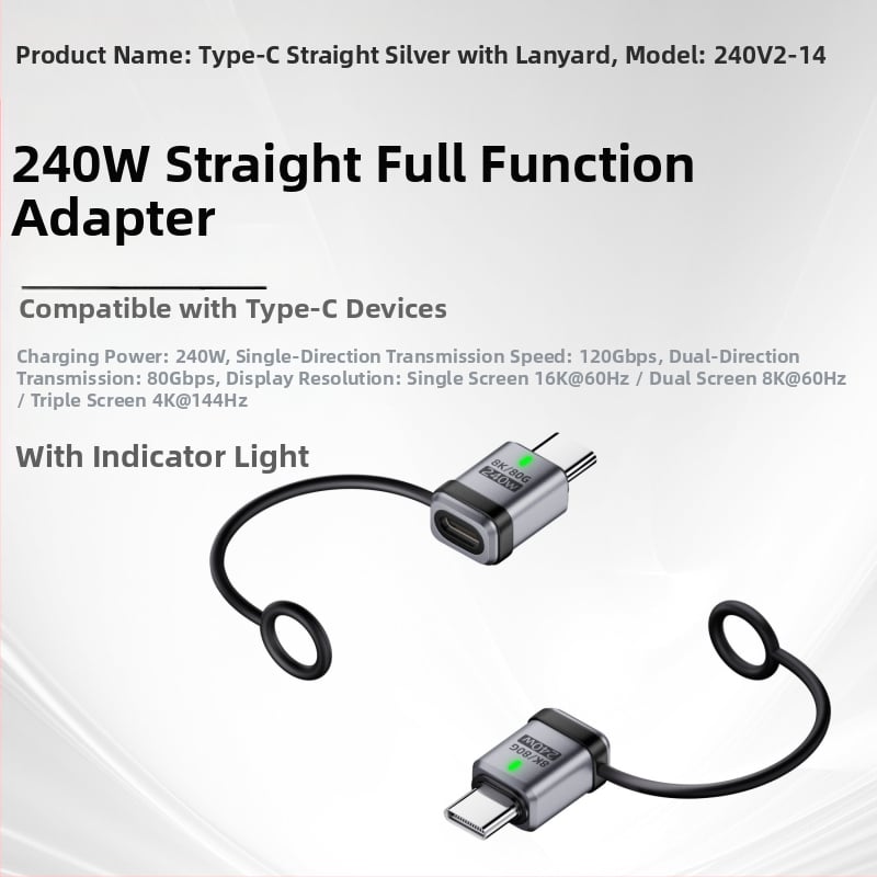 USB4.0 Type-C удължителен адаптер, мъжки към женски USB-C, 80 Gbps, 240 W, напълно съвместим