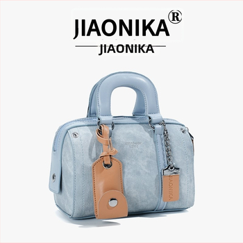 Ženska torba Boston, plave boje denim, novi model 2024, visoke kvalitete torba u obliku jastuka, ručno nošenje