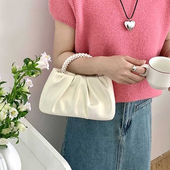 Klasična djevojačka torbica s perlama, plisirana u obliku oblaka, 2025 novi model, mala crossbody i ručna torbica za žene, mini torbica za telefon