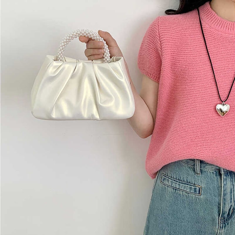 Klasična djevojačka torbica s perlama, plisirana u obliku oblaka, 2025 novi model, mala crossbody i ručna torbica za žene, mini torbica za telefon