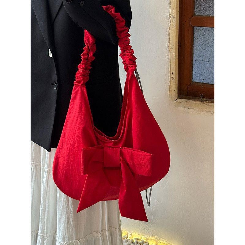 Ženska torbica u korejskom stilu s plisiranom zatvaranjem i šnira, velika kapaciteta, svakodnevna torba preko ramena ili kao crossbody