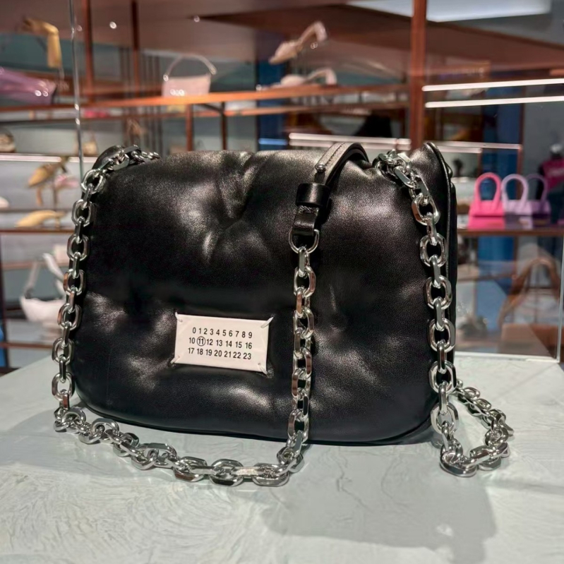Mekana PU kožna torba s dvostrukim lancem, srednje veličine, za nošenje preko ramena ili kao crossbody