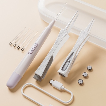 Gudi instrument sigur de curățare a urechilor pentru copii, lingură de urechi iluminată cu LED, pentru bebeluși, cu pensetă vizuală pentru urechi