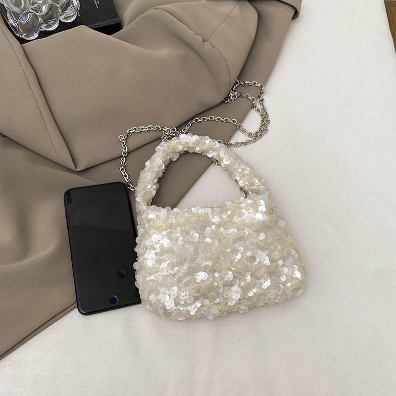 Ženska torbica s šljokicama u oblaku, gradski stil, lančani crossbody, kompaktna kvadratna torbica