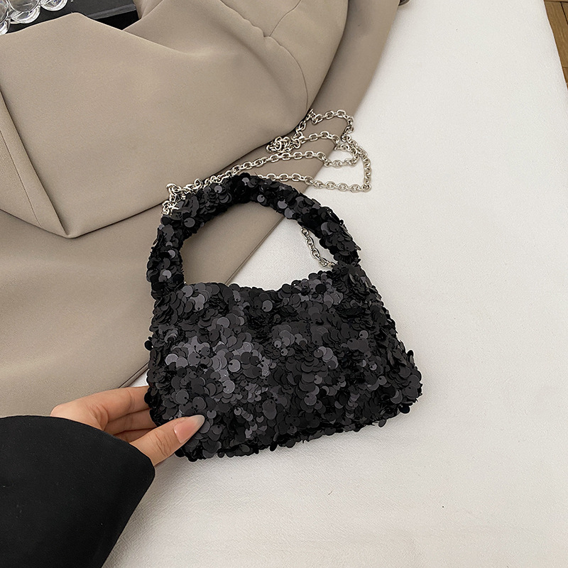 Ženska torbica s šljokicama u oblaku, gradski stil, lančani crossbody, kompaktna kvadratna torbica