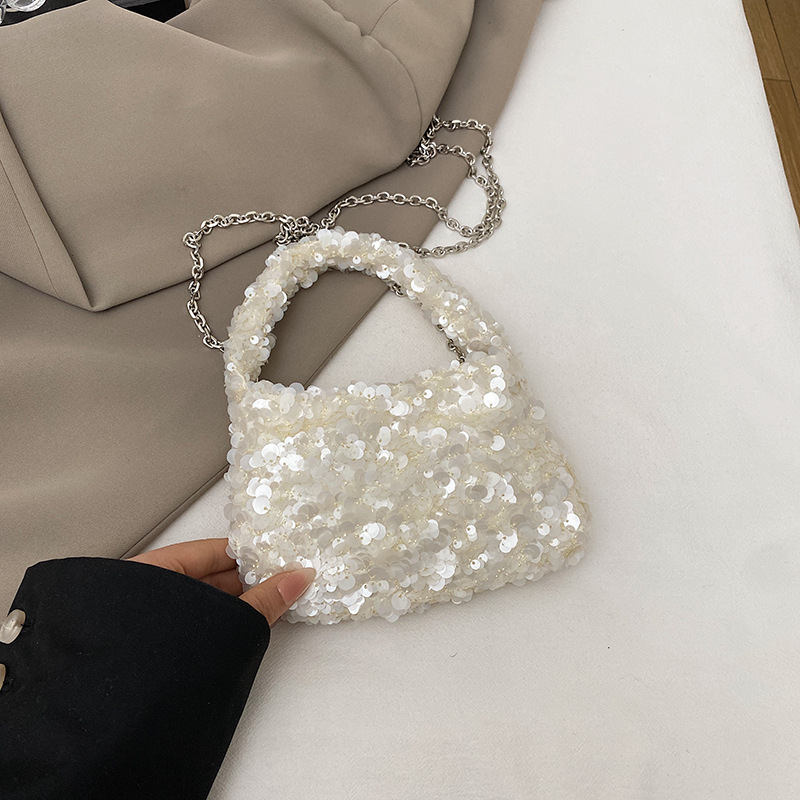 Ženska torbica s šljokicama u oblaku, gradski stil, lančani crossbody, kompaktna kvadratna torbica