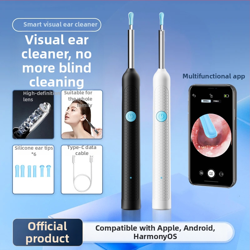 Set profesional pentru curățarea urechilor la copii – Bluetooth fără fir, vizualizare HD, iluminare luminescentă, linguriță pentru urechi anti-zgârieturi, cu lupă