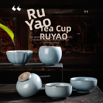 Ruyao ceașcă pentru ceai, ceramic Gongfu cu glazură crăpată, ceașcă personală de degustare a ceaiului