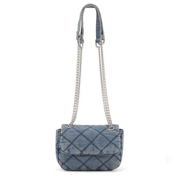 Denim mini torba s dijamantnim šivanjem i lančanom naramenicom, za žene, Chanel-inspirirani stil