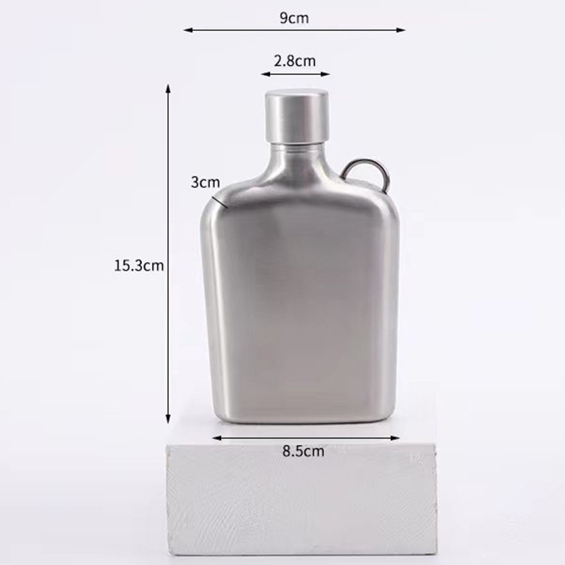 Sticlă de vin pătrată din oțel inoxidabil 304, argintie, pentru exterior
