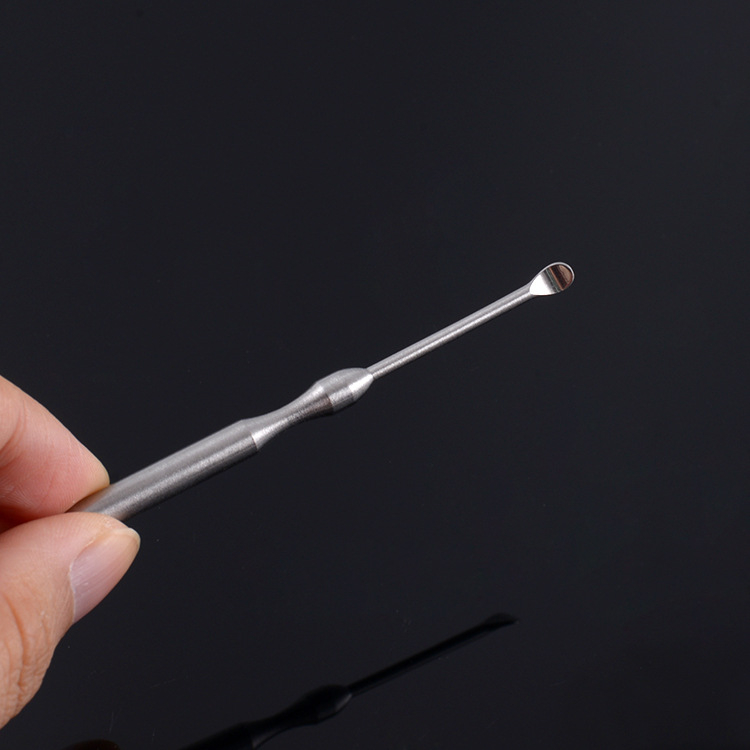 Lingură pentru urechi din oțel inoxidabil, capete duble, set de 3 piese într-o cutie metalică