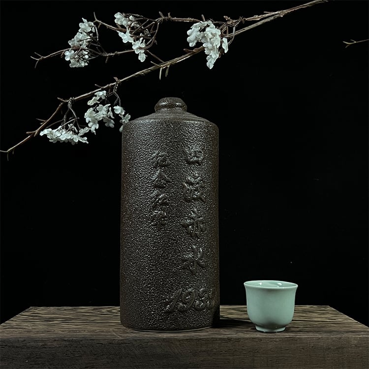 Sticlă ceramică pentru vin, sigilată, cu text embosat vintage, decor pentru casă