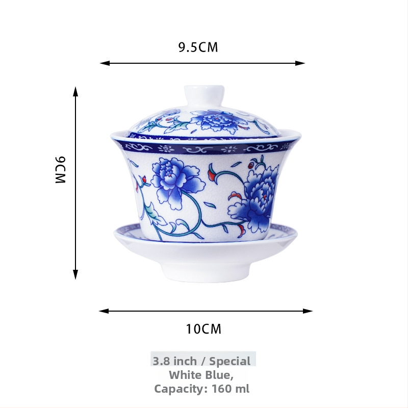 Gaiwan keramický na čaj so žltými dračíkmi Shuanglong, veľký modro-biely porcelán, trojdielny gaiwan s pokrývkou, možnosť loga
