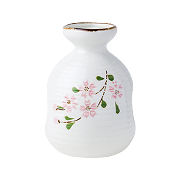 Set de sake în stil japonez, cu o oală și două pahare, recipient ceramic cu flori de cireș, pictat manual, într-o cutie cadou