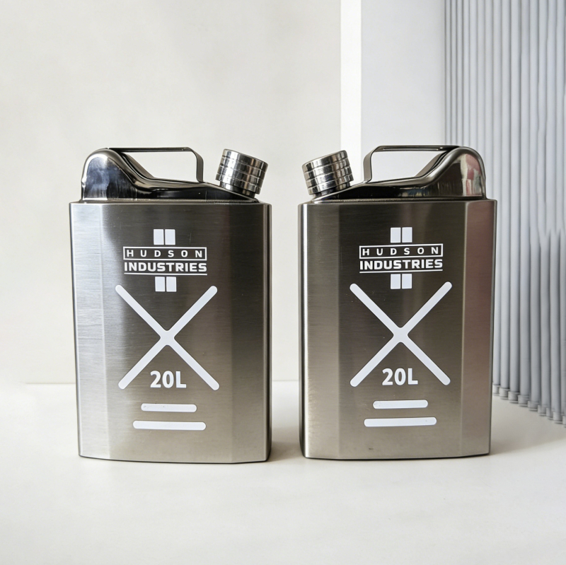 Container portabil din oțel inoxidabil pentru ulei, cu capac, 0,5 kg