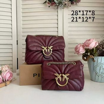 Ružičasta torba Swallow s lancem od prave kože, za rame ili crossbody, s bedžom i reljefnim srcem