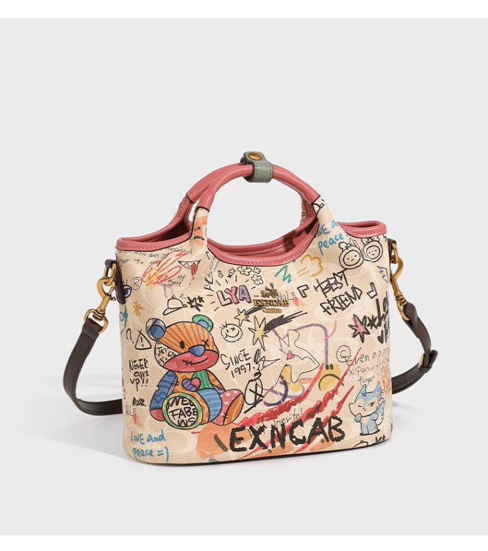 Ženska crossbody torba s graffiti otiskom, velika kapaciteta, model 2025