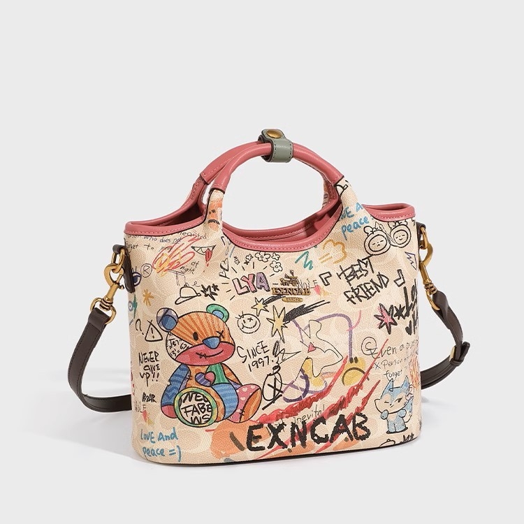 Ženska crossbody torba s graffiti otiskom, velika kapaciteta, model 2025